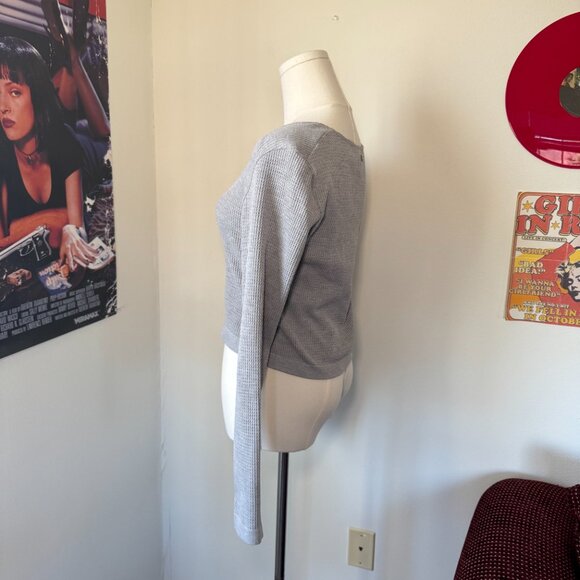 Fabletics Waffle Knit Long Sleeve Cropped Workout Shirt - Picture 8 of 14